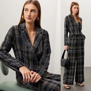 Slate & Willow | Tweed Blazer Black Gold White Cropped Size S